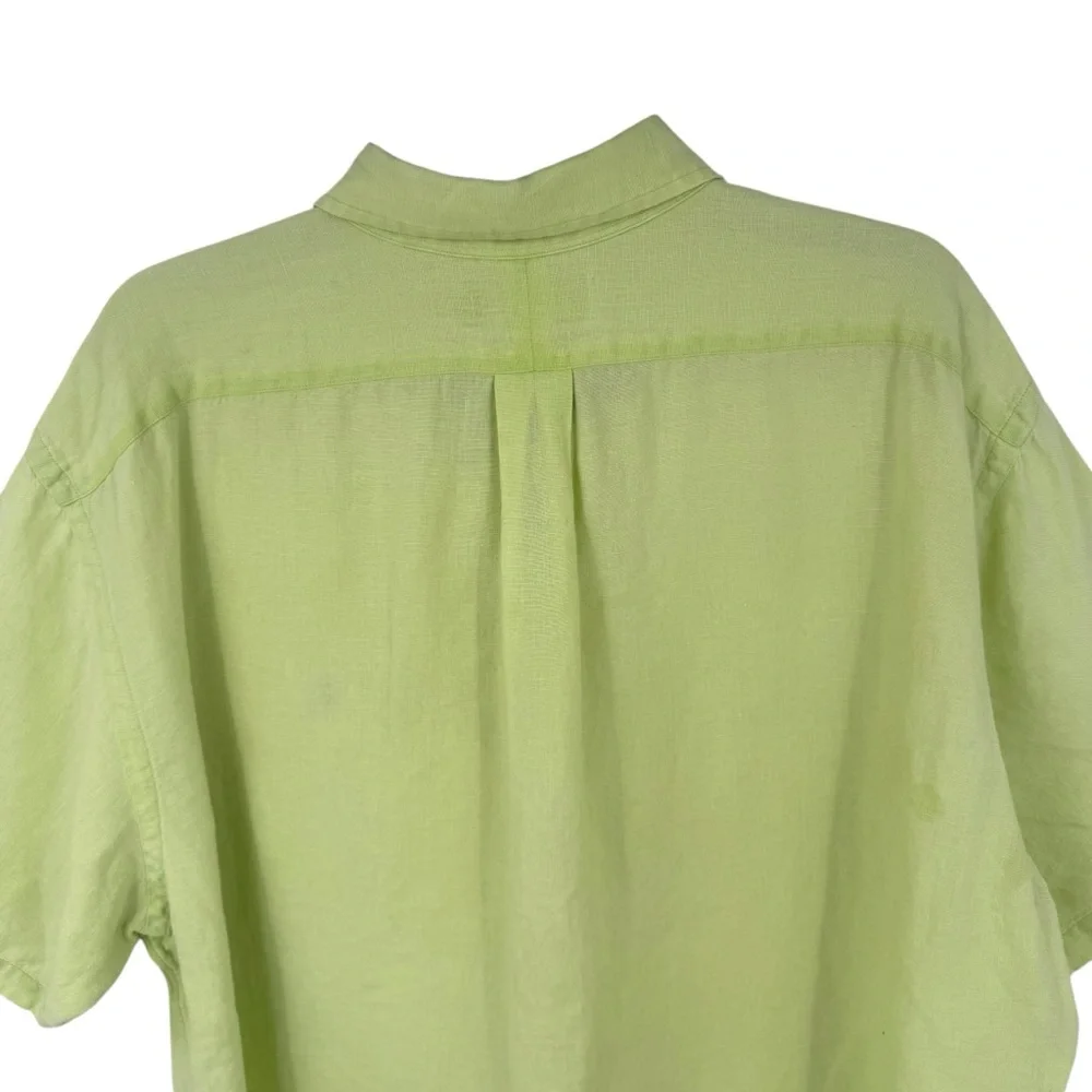 Ralph Lauren Mens Size XXL Short Sleeve 100% Linen Shirt button front Green